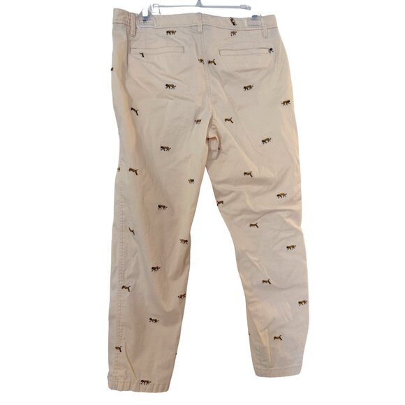 Talbots Relaxed Chino Tiger Embroidery Print 6P Petite Khakis Patterned - Picture 4 of 10